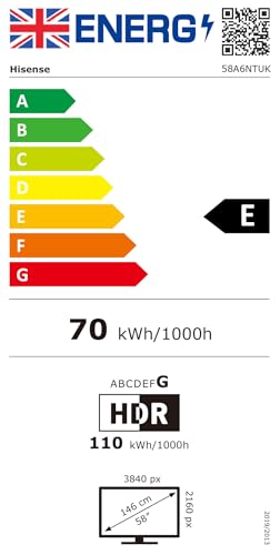Hisense 43" 43A6QTUK 4K Ultra HD Smart TV AI TV - 4K UHD, Hi-View AI Engine, Precision Colour, AI Smooth Motion, Sports Mode with Freely, Disney +, YouTube, Netflix