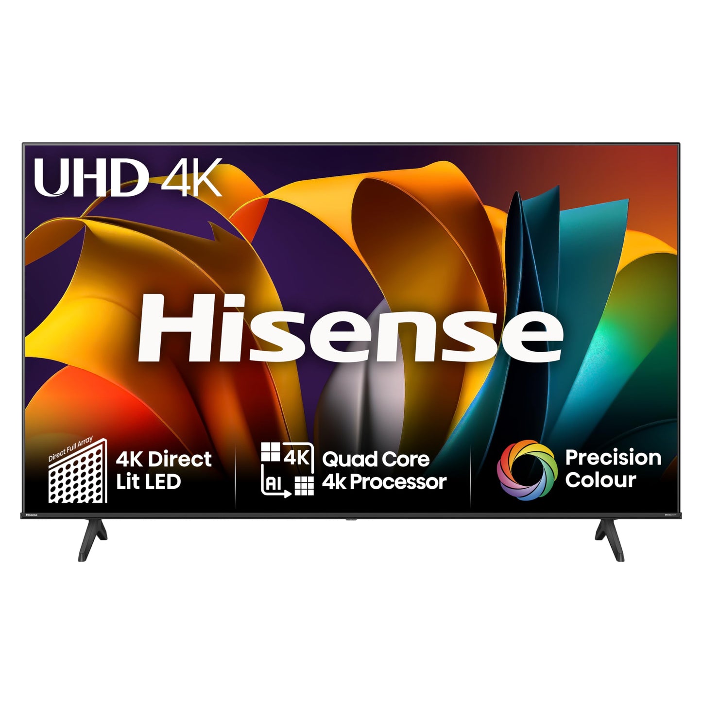 Hisense 43" 43A6QTUK 4K Ultra HD Smart TV AI TV - 4K UHD, Hi-View AI Engine, Precision Colour, AI Smooth Motion, Sports Mode with Freely, Disney +, YouTube, Netflix