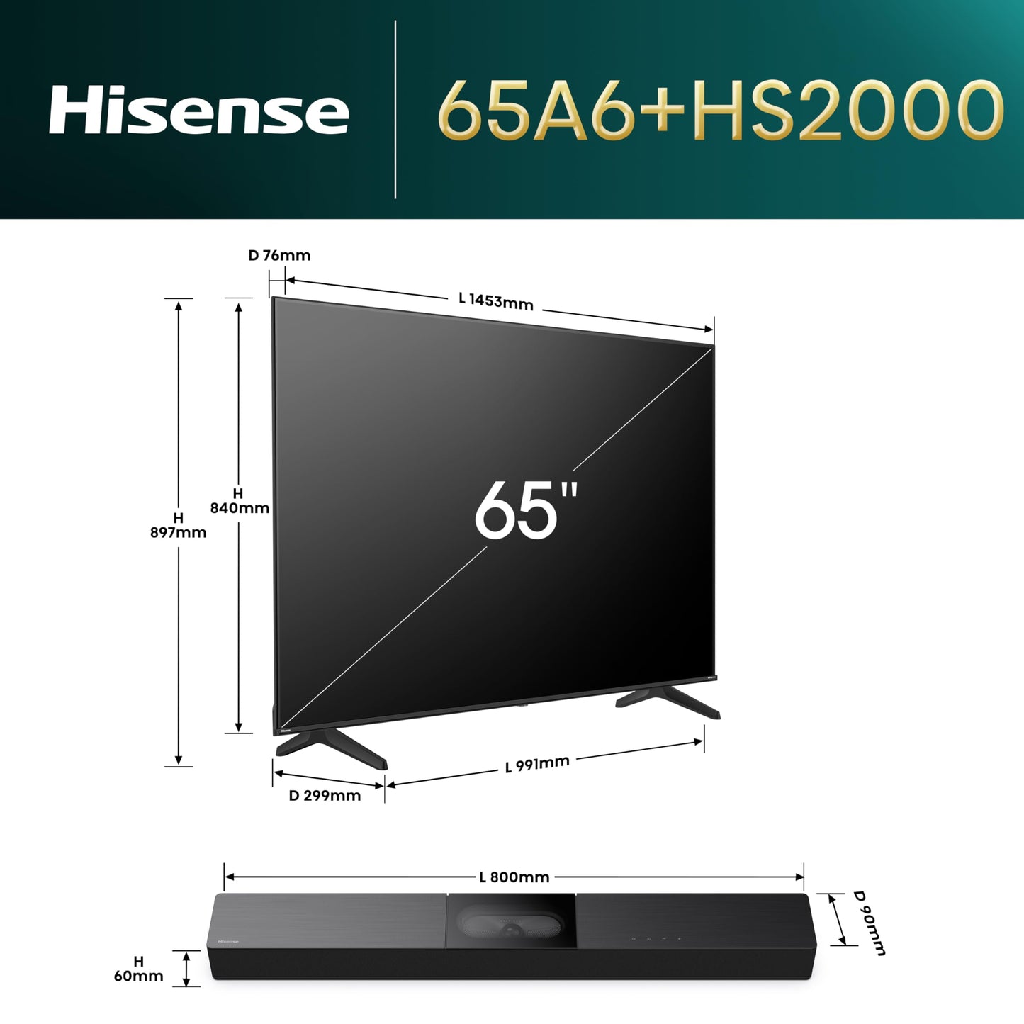 Hisense 43" 43A6QTUK 4K Ultra HD Smart TV AI TV - 4K UHD, Hi-View AI Engine, Precision Colour, AI Smooth Motion, Sports Mode with Freely, Disney +, YouTube, Netflix