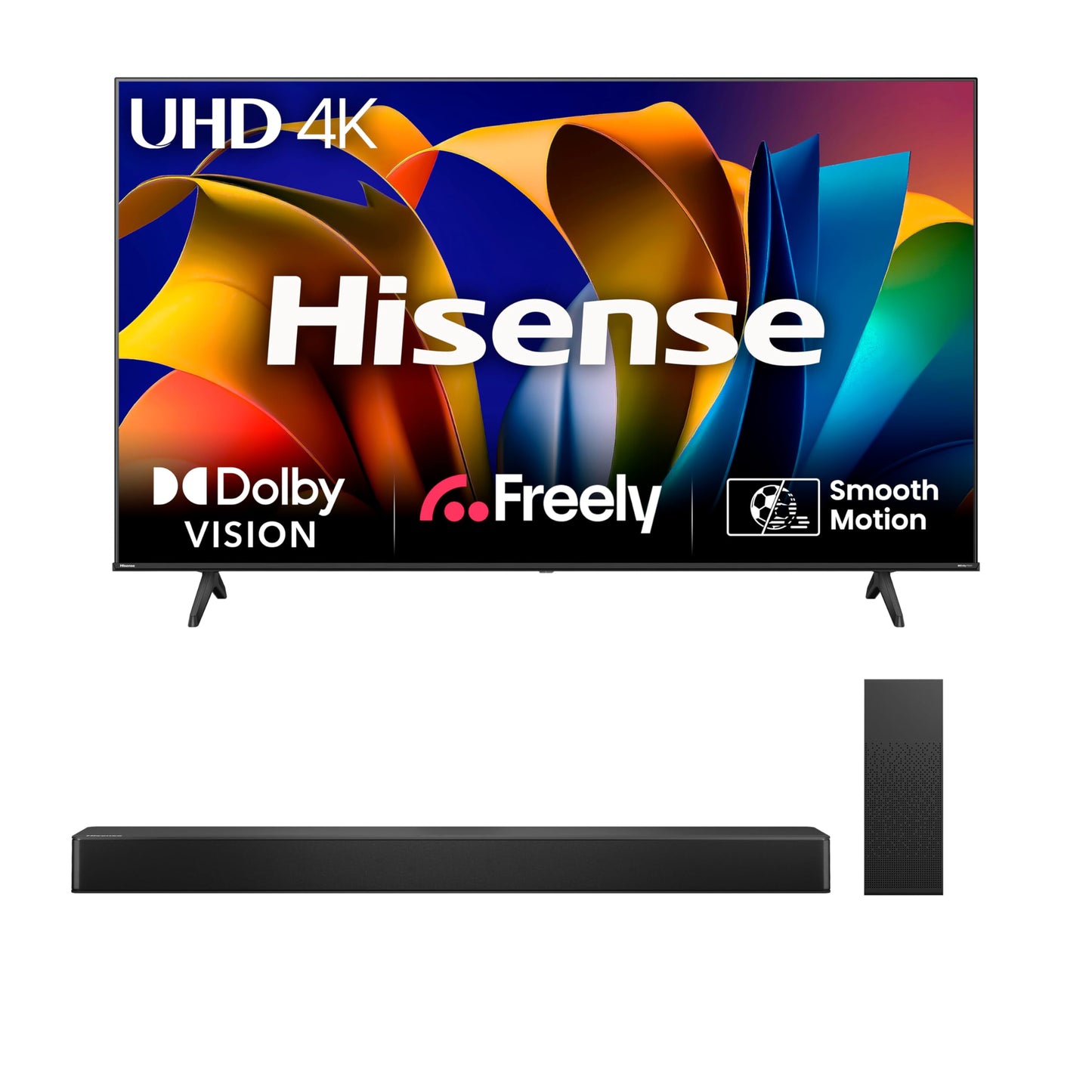 Hisense 43" 43A6QTUK 4K Ultra HD Smart TV AI TV - 4K UHD, Hi-View AI Engine, Precision Colour, AI Smooth Motion, Sports Mode with Freely, Disney +, YouTube, Netflix