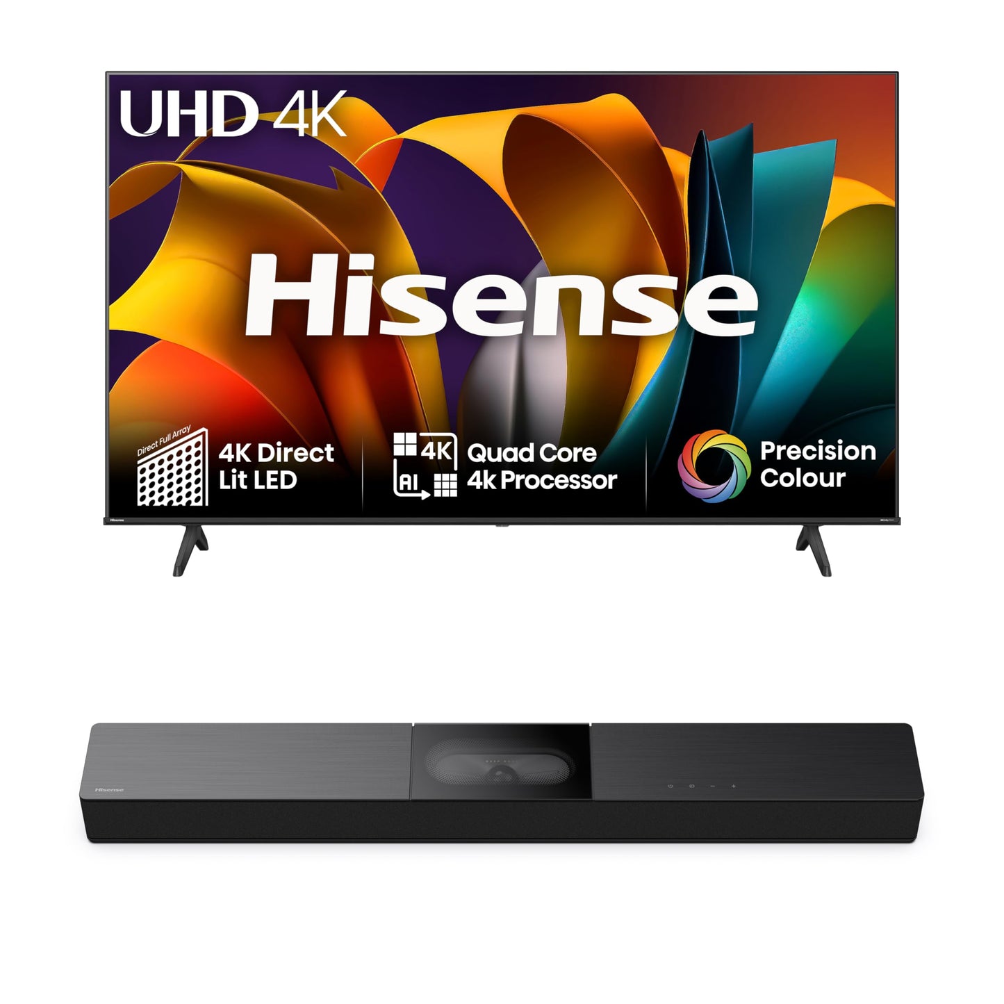 Hisense 43" 43A6QTUK 4K Ultra HD Smart TV AI TV - 4K UHD, Hi-View AI Engine, Precision Colour, AI Smooth Motion, Sports Mode with Freely, Disney +, YouTube, Netflix