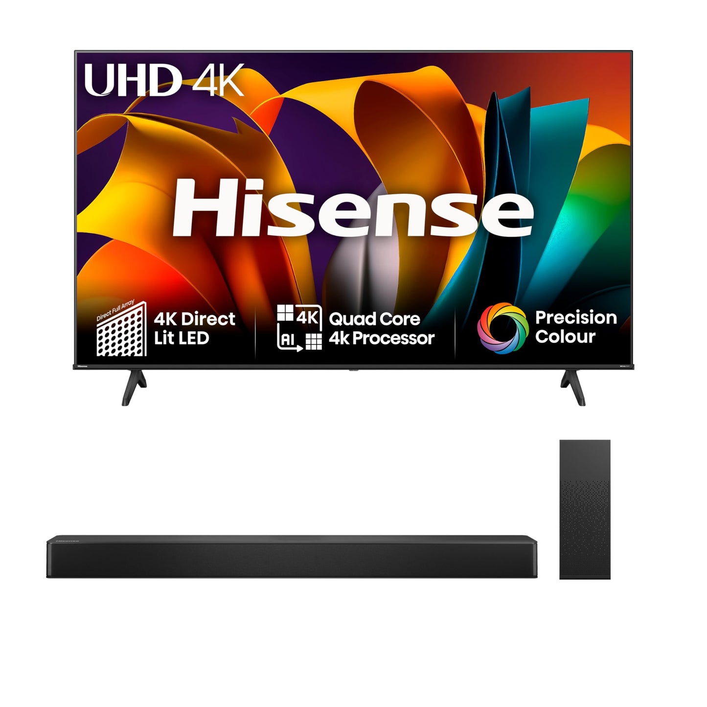Hisense 43" 43A6QTUK 4K Ultra HD Smart TV AI TV - 4K UHD, Hi-View AI Engine, Precision Colour, AI Smooth Motion, Sports Mode with Freely, Disney +, YouTube, Netflix
