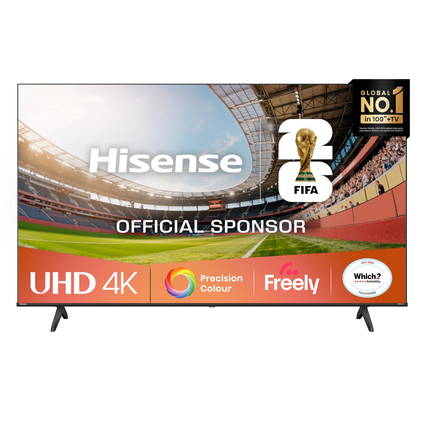 Hisense 43" 43A6QTUK 4K Ultra HD Smart TV AI TV - 4K UHD, Hi-View AI Engine, Precision Colour, AI Smooth Motion, Sports Mode with Freely, Disney +, YouTube, Netflix
