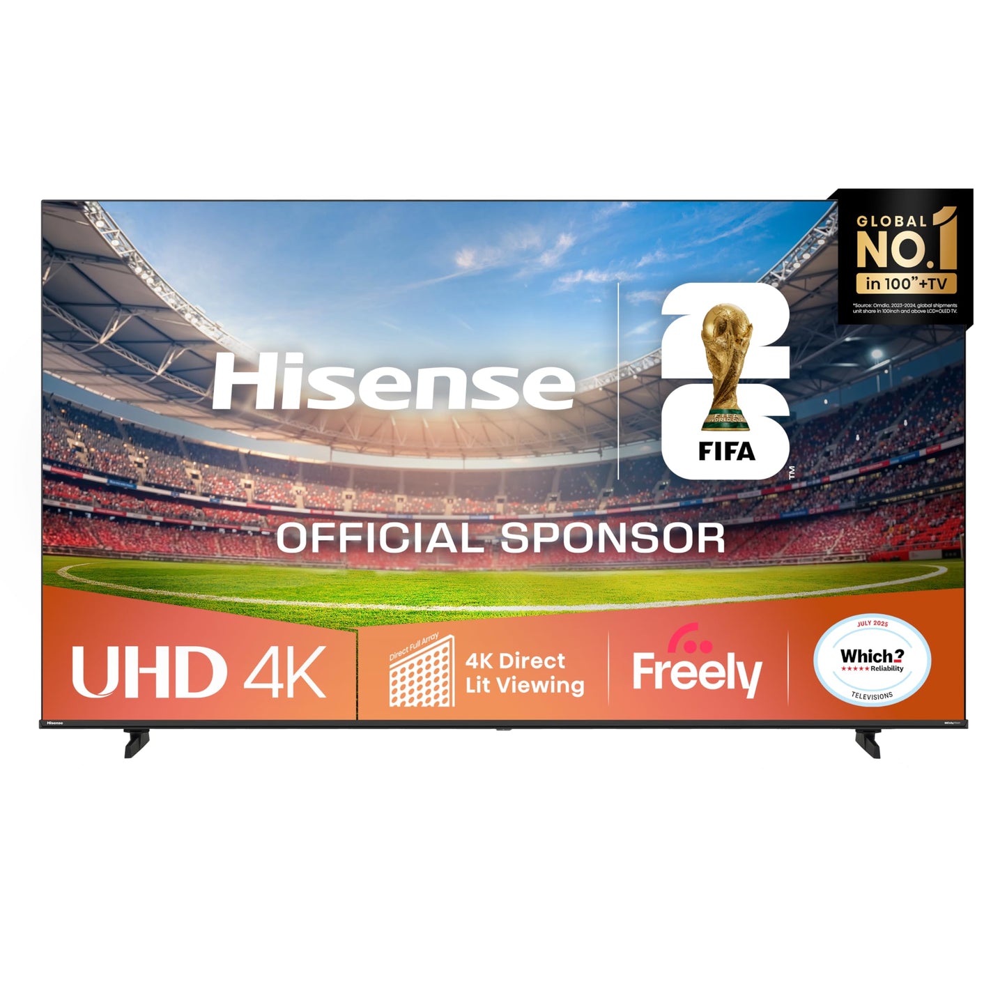 Hisense 43" 43A6QTUK 4K Ultra HD Smart TV AI TV - 4K UHD, Hi-View AI Engine, Precision Colour, AI Smooth Motion, Sports Mode with Freely, Disney +, YouTube, Netflix